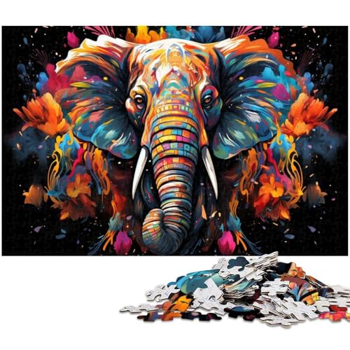 1000 teiliges Puzzle für Erwachsene farbenfrohes Kunst Elefanten Tierpuzzle Geburtstagsgeschenk für Teenager ab 14 Jahren 1000 Teile (75 x 50 cm) von zouxangzz