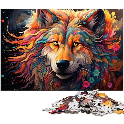 1000 teiliges Puzzle für Erwachsene farbenfrohes Kunst Wolf Spielzeug intellektuelles Spiel anspruchsvolles Puzzlespiel und Familienspiel 1000 Teile (75 x 50 cm) von zouxangzz