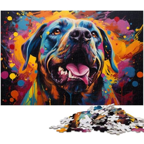 1000 teiliges Puzzle für Erwachsene farbenfrohes Kunstgemälde mit Hundemotiv Puzzles für Erwachsene und Kinder Holzpuzzle tolles Geschenk 1000 Teile (75 x 50 cm) von zouxangzz