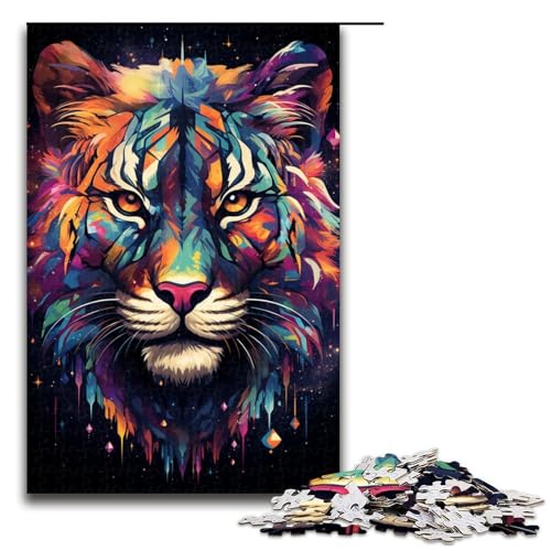 1000 teiliges Puzzle für Erwachsene farbenfrohes Psychedelia of Galaxy Tiger Puzzle praktisches Spiel 75 x 50 cm von zouxangzz