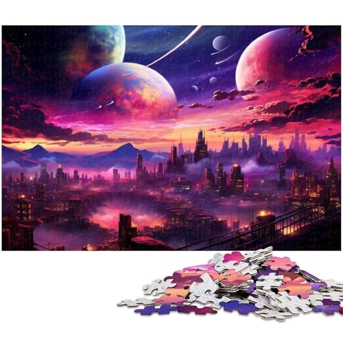1000 teiliges Puzzle für Erwachsene farbenfrohes Stadtpuzzle der Zukunft Lernspiel Herausforderung Spielzeug Kunstwerk Geschenk 1000 Teile (38 x 26 cm) von zouxangzz