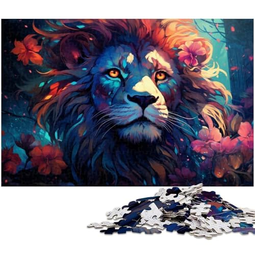 1000 teiliges Puzzle für Erwachsene farbenfrohes Tier Löwen Puzzle für Lernspiele Herausforderung Spielzeug Kunstwerk Geschenk 1000 Teile (38 x 26 cm) von zouxangzz