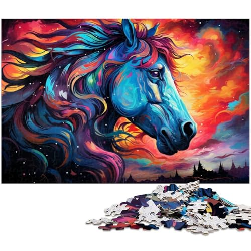 1000 teiliges Puzzle für Erwachsene farbenfrohes hübsches Pferde Puzzle für Lernspiele Herausforderung Spielzeug Kunstwerk Geschenk 1000 PCS (75 x 50 cm) von zouxangzz