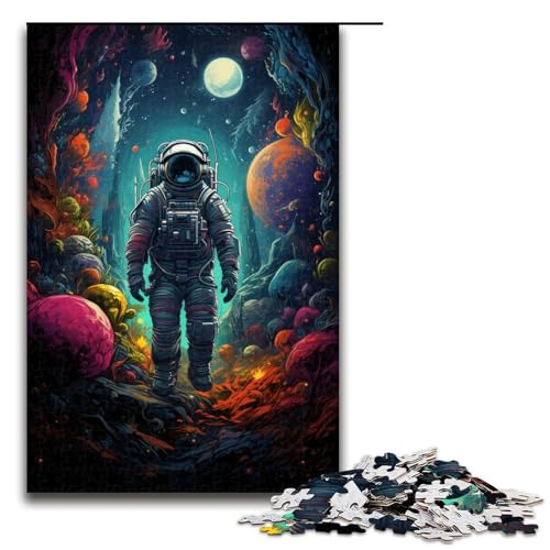 1000 teiliges Puzzle für Erwachsene farbenfrohes psychedelisches Astronauten im Weltraum Puzzle praktisches Spiel 75 x 50 cm von zouxangzz