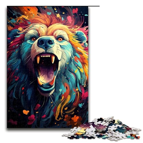 1000 teiliges Puzzle für Erwachsene farbenfrohes psychedelisches Bären Puzzle für Erwachsene Holzpuzzle anspruchsvolles Spiel 75 x 50 cm von zouxangzz
