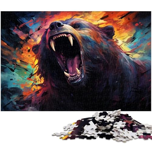 1000 teiliges Puzzle für Erwachsene farbenfrohes psychedelisches Bären Puzzle für Lernspiele Herausforderung Spielzeug Kunstwerk Geschenk 1000 Teile (38 x 26 cm) von zouxangzz