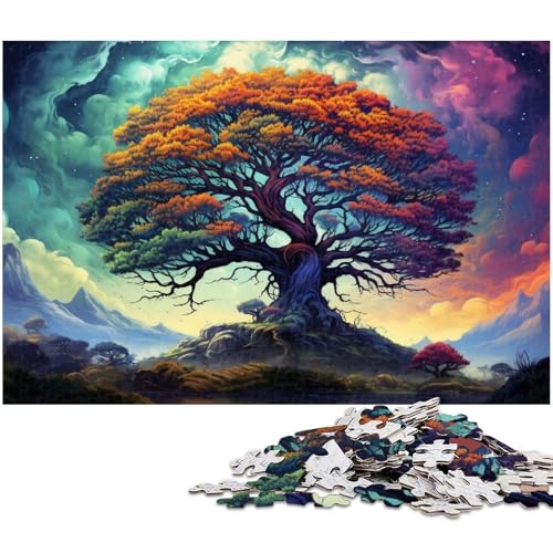 1000 teiliges Puzzle für Erwachsene farbenfrohes psychedelisches Baum Puzzle für Lernspiele Herausforderung Spielzeug Kunstwerk Geschenk 1000 Teile (38 x 26 cm) von zouxangzz