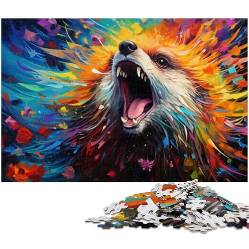1000 teiliges Puzzle für Erwachsene farbenfrohes psychedelisches Biber Malpuzzle für Kinder Papierpuzzle Lernspiel für Erwachsene 1000 Teile (38 x 26 cm) von zouxangzz