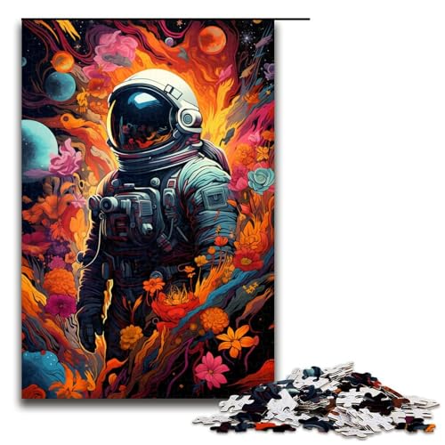 1000 teiliges Puzzle für Erwachsene farbenfrohes psychedelisches Blumen Astronauten Puzzle für Lernspiele Herausforderung Spielzeug Kunstwerk Geschenk 75 x 50 cm von zouxangzz