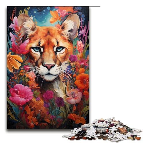 1000 teiliges Puzzle für Erwachsene farbenfrohes psychedelisches Blumenpuma Puzzle für Lernspiele Herausforderung Spielzeug Kunstwerk Geschenk 75 x 50 cm von zouxangzz