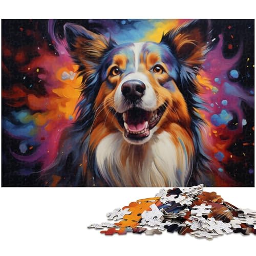 1000 teiliges Puzzle für Erwachsene farbenfrohes psychedelisches Collie Malspielzeug intellektuelles Spiel anspruchsvolles Puzzlespiel und Familienspiel 1000 Teile (75 x 50 cm) von zouxangzz
