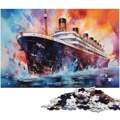 1000 teiliges Puzzle für Erwachsene farbenfrohes psychedelisches Dschungel Kreuzfahrtschiff Puzzle Holzpuzzle Lernspielzeug 1000 Teile (75 x 50 cm) von zouxangzz