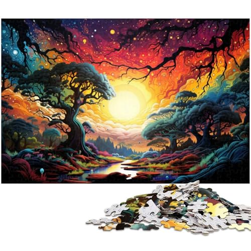 1000 teiliges Puzzle für Erwachsene farbenfrohes psychedelisches Dschungelspielzeug intellektuelles Spiel anspruchsvolles Puzzlespiel und Familienspiel 1000 Teile (75 x 50 cm) von zouxangzz