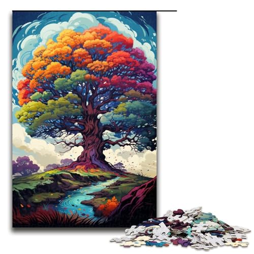 1000 teiliges Puzzle für Erwachsene farbenfrohes psychedelisches Fantasiebaum Puzzle für Lernspiele Herausforderung Spielzeug Kunstwerk Geschenk 75 x 50 cm von zouxangzz