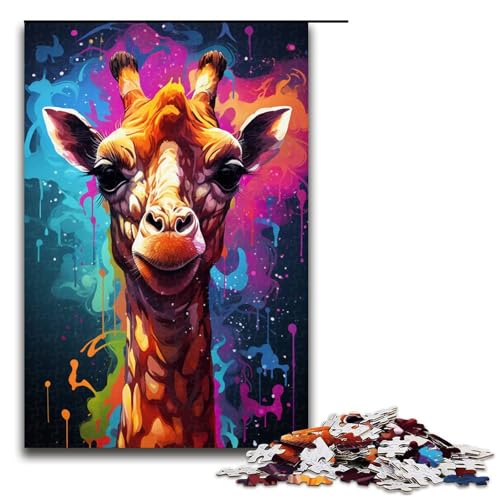 1000 teiliges Puzzle für Erwachsene farbenfrohes psychedelisches Fantasy Giraffe Puzzle praktisches Spiel 75 x 50 cm von zouxangzz