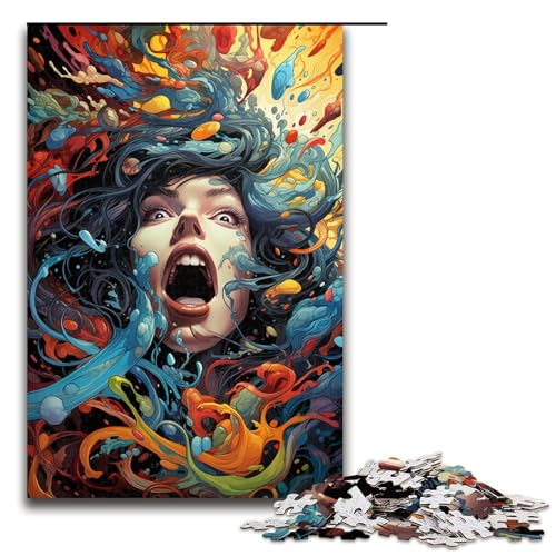 1000 teiliges Puzzle für Erwachsene farbenfrohes psychedelisches Fantasy Mädchen Puzzle für Erwachsene Holzpuzzle anspruchsvolles Spiel 75 x 50 cm von zouxangzz