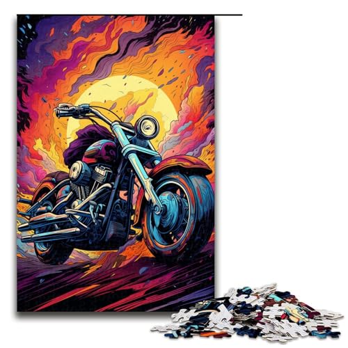 1000 teiliges Puzzle für Erwachsene farbenfrohes psychedelisches Fantasy Motorrad Puzzle praktisches Spiel 75 x 50 cm von zouxangzz
