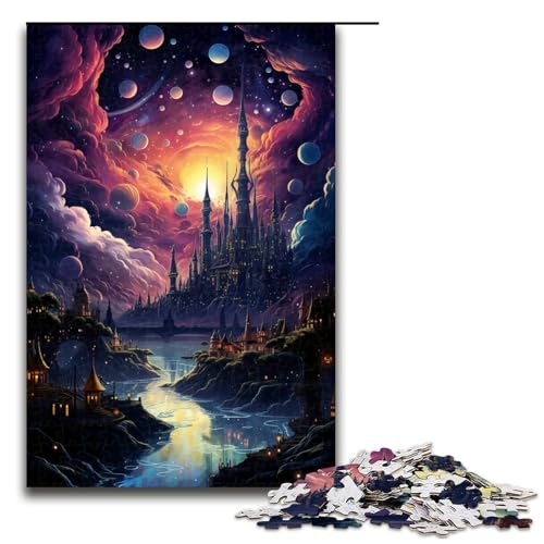 1000 teiliges Puzzle für Erwachsene farbenfrohes psychedelisches Fantasy Stadt Puzzle für Lernspiele Herausforderung Spielzeug Kunstwerk Geschenk 75 x 50 cm von zouxangzz
