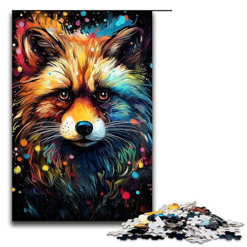 1000 teiliges Puzzle für Erwachsene farbenfrohes psychedelisches Fantasy Waschbär Magie Puzzle für Kinder Holzpuzzle Lernspiel für Erwachsene 75 x 50 cm von zouxangzz