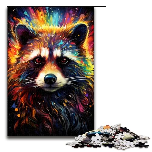 1000 teiliges Puzzle für Erwachsene farbenfrohes psychedelisches Fantasy Waschbär Zauberpuzzle praktisches Spiel 75 x 50 cm von zouxangzz