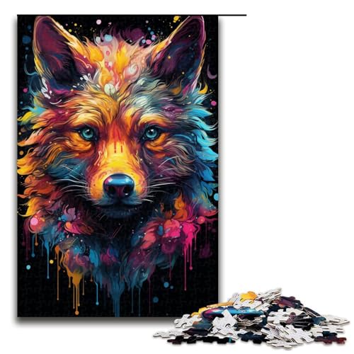 1000 teiliges Puzzle für Erwachsene farbenfrohes psychedelisches Farbfuchs Puzzle für Erwachsene Holzpuzzle anspruchsvolles Spiel 75 x 50 cm von zouxangzz