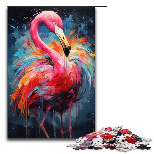 1000 teiliges Puzzle für Erwachsene farbenfrohes psychedelisches Flamingo Tier Puzzle – anspruchsvolles Spiel EIN Kunstwerk geeignet für Jugendliche ab 14 Jahren 75 x 50 cm von zouxangzz