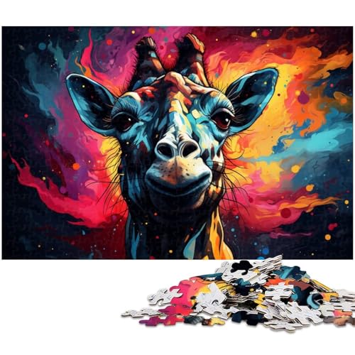 1000 teiliges Puzzle für Erwachsene farbenfrohes psychedelisches Giraffen Kunstspielzeug intellektuelles Spiel anspruchsvolles Puzzlespiel und Familienspiel 1000 Teile (75 x 50 cm) von zouxangzz