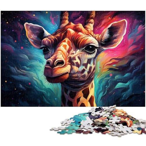 1000 teiliges Puzzle für Erwachsene farbenfrohes psychedelisches Giraffengemälde Puzzle für Lernspiele Herausforderung Spielzeug Kunstwerk Geschenk 1000 Teile (38 x 26 cm) von zouxangzz