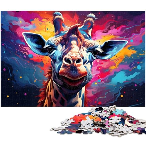 1000 teiliges Puzzle für Erwachsene farbenfrohes psychedelisches Giraffengemälde Puzzle für Lernspiele Herausforderung Spielzeug Kunstwerk Geschenk 1000 Teile (38 x 26 cm) von zouxangzz