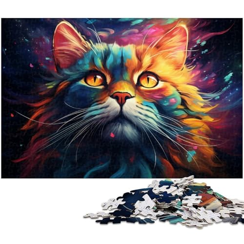 1000 teiliges Puzzle für Erwachsene farbenfrohes psychedelisches Katzen Puzzle Kunstwerk für Teenager ab 14 Jahren 1000 Teile (75 x 50 cm) von zouxangzz