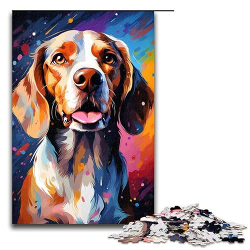1000 teiliges Puzzle für Erwachsene farbenfrohes psychedelisches Kunst Farb Hunde Puzzle für Lernspiele Herausforderung Spielzeug Kunstwerk Geschenk 75 x 50 cm von zouxangzz
