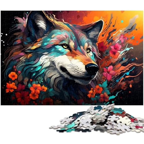 1000 teiliges Puzzle für Erwachsene farbenfrohes psychedelisches Kunst Puzzle mit Blumen Teufel und Wolf als Geschenk zum Stressabbau schwierige Herausforderung 1000 Teile (75 x 50 cm) von zouxangzz