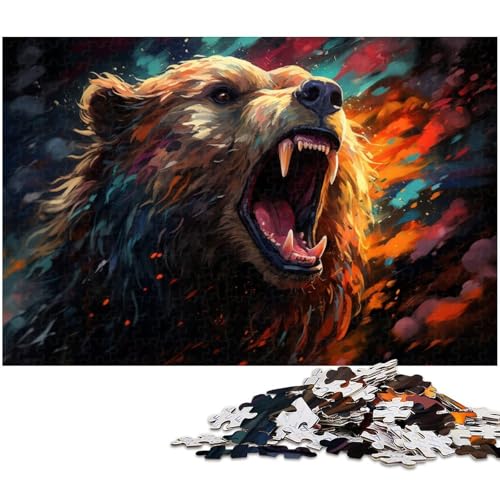 1000 teiliges Puzzle für Erwachsene farbenfrohes psychedelisches Kunst Tier Bären Puzzle als Geschenk Familienspiel Stressabbau schwieriges Herausforderungspuzzle 1000 Teile (75 x 50 cm) von zouxangzz