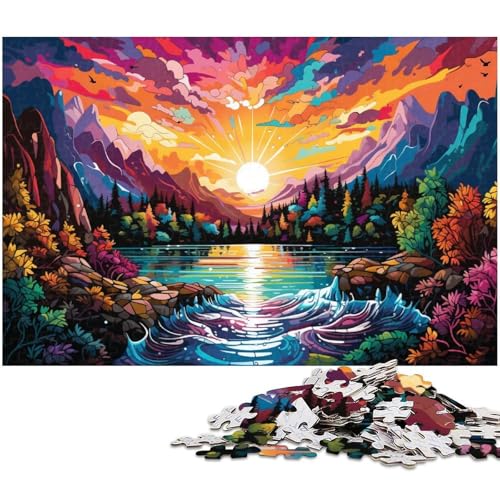 1000 teiliges Puzzle für Erwachsene farbenfrohes psychedelisches Landschaftspuzzle für Kinder Holzpuzzle Lernspiel für Erwachsene 1000 Teile (75 x 50 cm) von zouxangzz