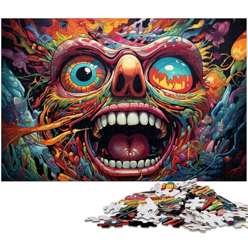 1000 teiliges Puzzle für Erwachsene farbenfrohes psychedelisches Monster Puzzle Holzpuzzle Lernspielzeug 1000 Teile (75 x 50 cm) von zouxangzz