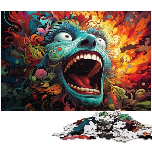 1000 teiliges Puzzle für Erwachsene farbenfrohes psychedelisches Monster Puzzle Holzpuzzle Lernspielzeug 1000 Teile (75 x 50 cm) von zouxangzz