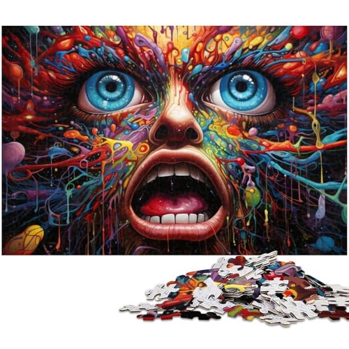 1000 teiliges Puzzle für Erwachsene farbenfrohes psychedelisches Monster Puzzle als Geschenk Familienspiel Stressabbau schwieriges Herausforderungspuzzle 1000 Teile (38 x 26 cm) von zouxangzz