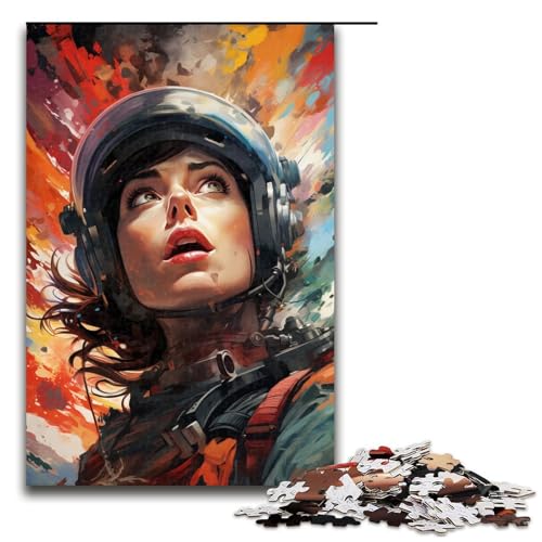 1000 teiliges Puzzle für Erwachsene farbenfrohes psychedelisches Motiv Einer Pilotin Puzzle für Erwachsene Holzpuzzle anspruchsvolles Spiel 75 x 50 cm von zouxangzz