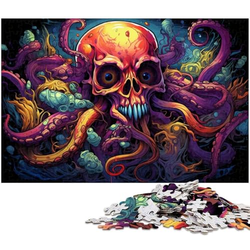 1000 teiliges Puzzle für Erwachsene farbenfrohes psychedelisches Oktopus Puzzle für Lernspiele Herausforderung Spielzeug Kunstwerk Geschenk 1000 Teile (38 x 26 cm) von zouxangzz
