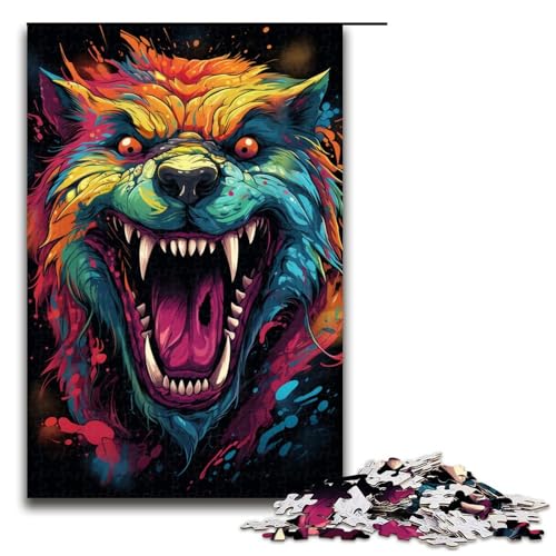 1000 teiliges Puzzle für Erwachsene farbenfrohes psychedelisches Spiel „Fire Predator ganze Familie 75 x 50 cm von zouxangzz
