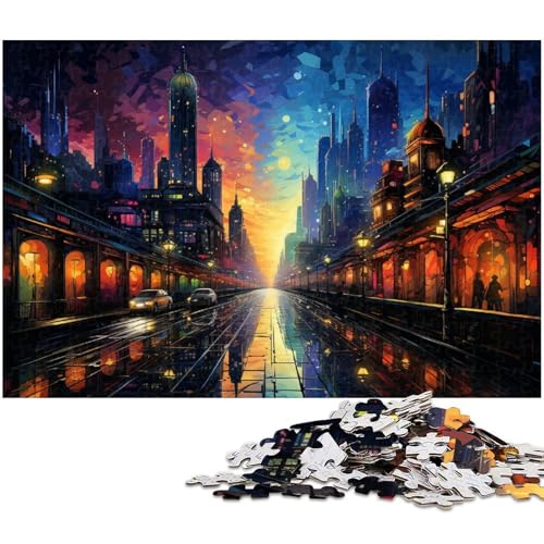 1000 teiliges Puzzle für Erwachsene farbenfrohes psychedelisches Stadtpuzzle für Lernspiele Herausforderung Spielzeug Kunstwerk Geschenk 1000 Teile (75 x 50 cm) von zouxangzz