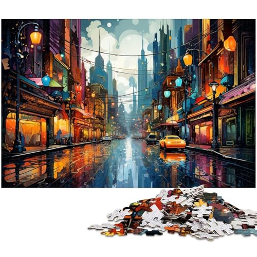 1000 teiliges Puzzle für Erwachsene farbenfrohes psychedelisches Stadtspielzeug intellektuelles Spiel anspruchsvolles Puzzlespiel und Familienspiel 1000 Teile (75 x 50 cm) von zouxangzz