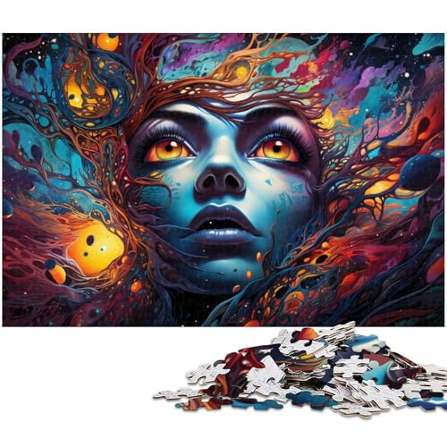 1000 teiliges Puzzle für Erwachsene farbenfrohes psychedelisches Sternenhimmel Gesicht Spielzeug intellektuelles Spiel anspruchsvolles Puzzlespiel und Familienspiel 1000 Teile (75 x 50 cm) von zouxangzz
