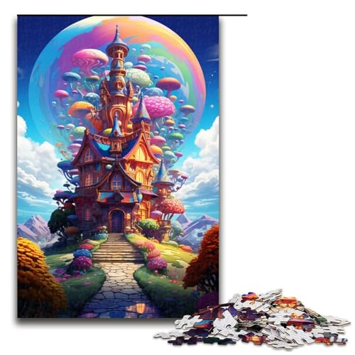 1000 teiliges Puzzle für Erwachsene farbenfrohes psychedelisches Süßigkeitenschloss Puzzle praktisches Spiel 75 x 50 cm von zouxangzz