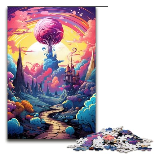 1000 teiliges Puzzle für Erwachsene farbenfrohes psychedelisches Süßigkeitenschloss Puzzlespiel perfekte Dekoration für Teenager ab 14 Jahren 75 x 50 cm von zouxangzz