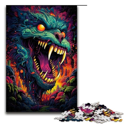 1000 teiliges Puzzle für Erwachsene farbenfrohes psychedelisches Tier Puzzle für Lernspiele Herausforderung Spielzeug Kunstwerk Geschenk 75 x 50 cm von zouxangzz