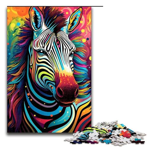 1000 teiliges Puzzle für Erwachsene farbenfrohes psychedelisches Tier Zebra Puzzle praktisches Spiel 75 x 50 cm von zouxangzz