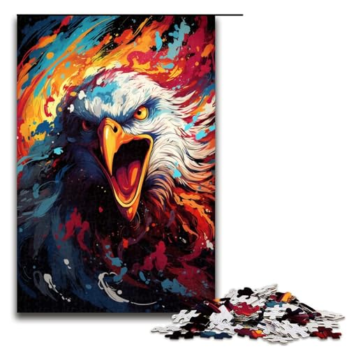 1000 teiliges Puzzle für Erwachsene farbenfrohes psychedelisches Tieradler Puzzle für Erwachsene Holzpuzzle anspruchsvolles Spiel 75 x 50 cm von zouxangzz