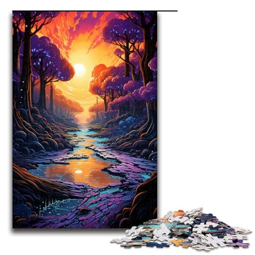 1000 teiliges Puzzle für Erwachsene farbenfrohes psychedelisches Traumfluss Puzzle für Erwachsene Holzpuzzle anspruchsvolles Spiel 75 x 50 cm von zouxangzz