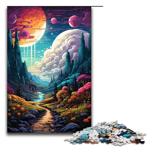 1000 teiliges Puzzle für Erwachsene farbenfrohes psychedelisches Traumwelt Puzzle praktisches Spiel 75 x 50 cm von zouxangzz